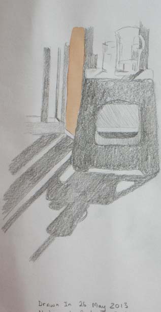 Pencil sketch with watercolour