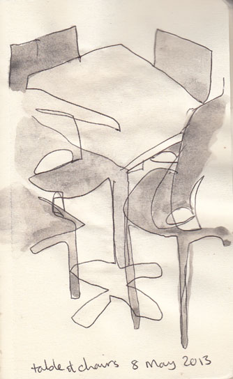 cafe table with a light watercolour wash