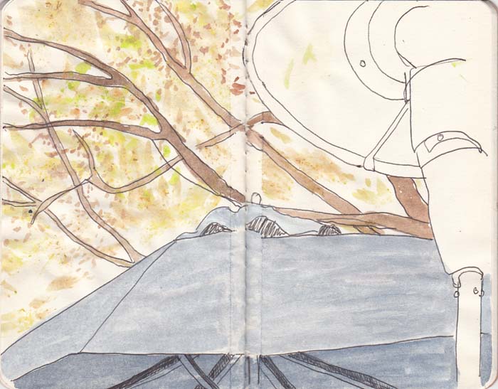 Gas heater, umbrella and tree, 5 June 2013