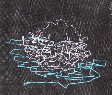 Cotton stitching onto fly screen mesh