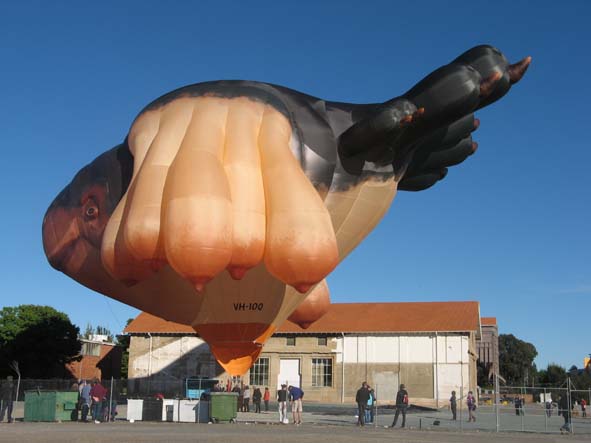 The Skywhale,sitting in front of the Fitters Workshop, 26 October 2013.