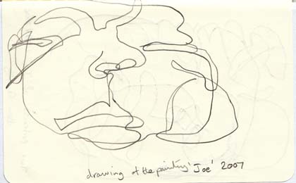 Blind drawing of 'Joe' by Ben Quilty, 2007.