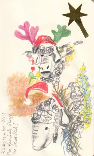 Kambah Village Sheep decorated for Christmas 23 December, 2013.