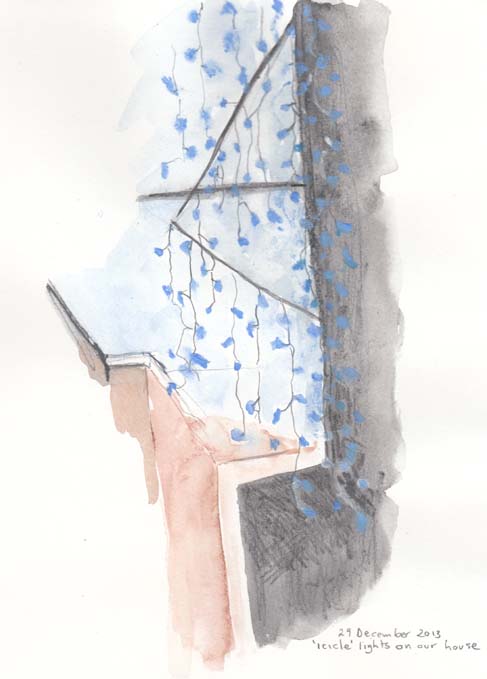 Blue 'icicle' lights, 29 December 2013.