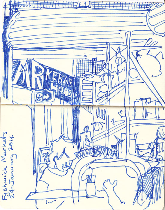 Looking down the shops at the Fyshwick markets.