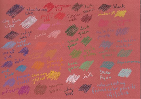 Prismacolor Premier colored pencils test sheet.
