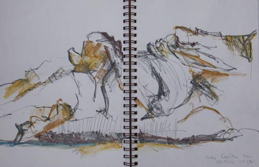 Portion of the central rocks dividing Guerilla Bay, 23 February 2014.