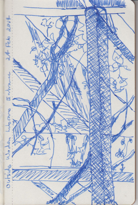 Concrete pergola outside Woden Library, 24 February 2014.