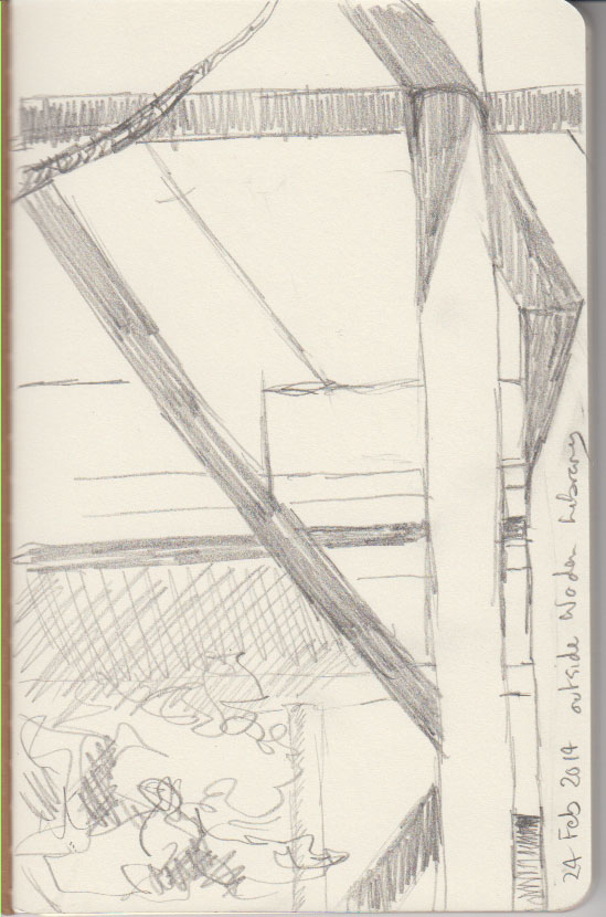 Second version of the concrete pergola outside Woden Library, 24  February 2014.