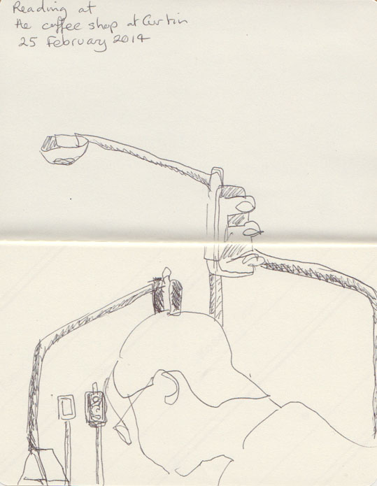 Reading  with traffic lights, Curtin Shops ACT, 25 February 2014.