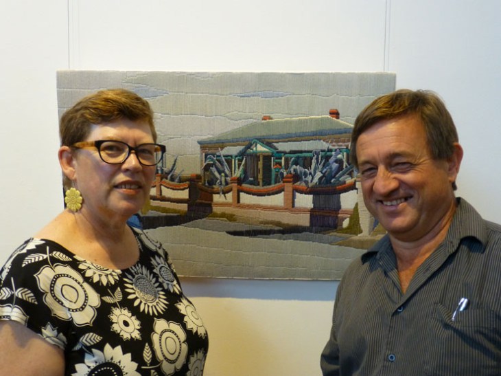 Leonie Andrews with Angus Stewart at the opening of the Efforescent exhibition at the Goulburn Regional Gallery.