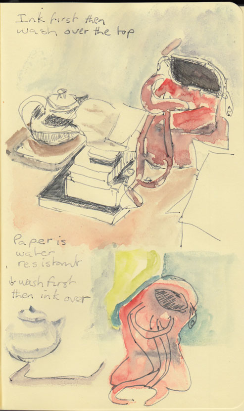Ink and watercolour on Moleskine sketchbook.