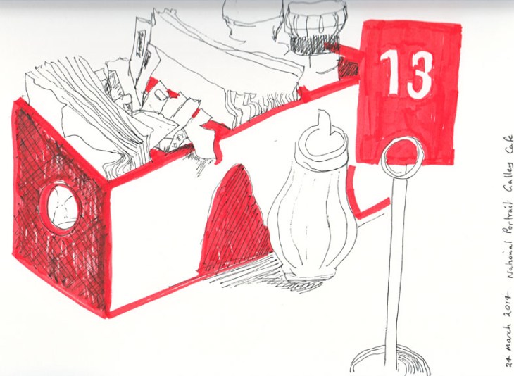 Napkin and condiment box at the National Portrait Gallery of Australia, 24 march 2014.