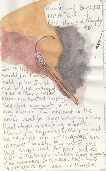 Narritjin's Brush, 1970's, a gift to the National Gallery of Australia, 1986 from Professor Howard Morphy.