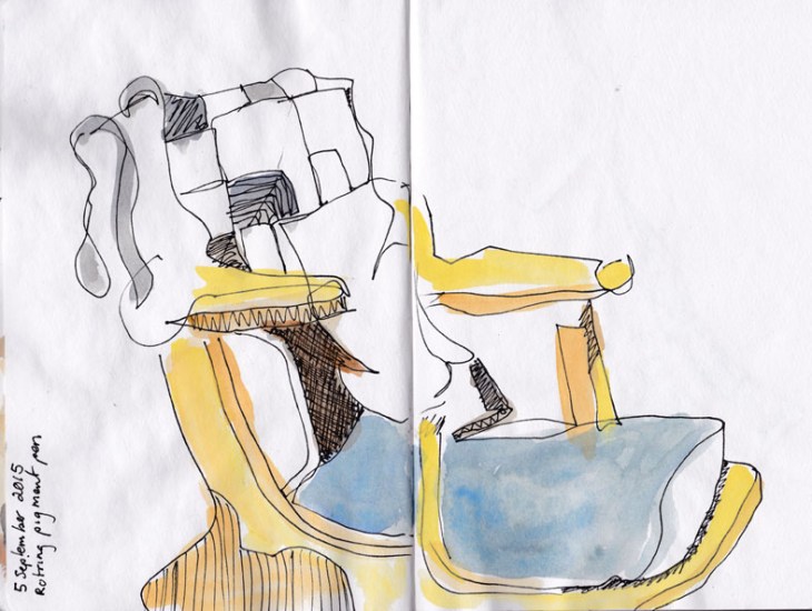 Rotring pigment pen with watercolour, 5 September 2014