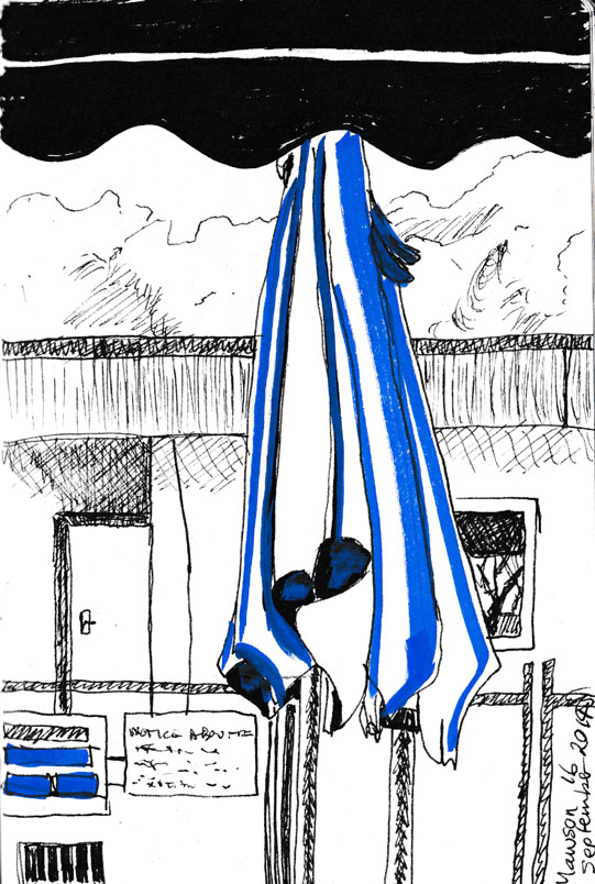 It's spring and the umbrellas are out again!, pen and ink and acrylic paint maker, 16 September 2014