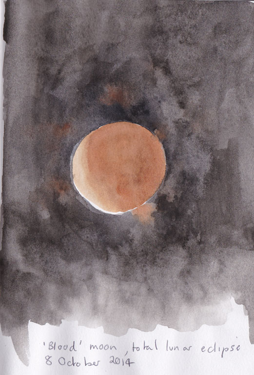 the 'blood' moon, watercolour, 8 October 2014