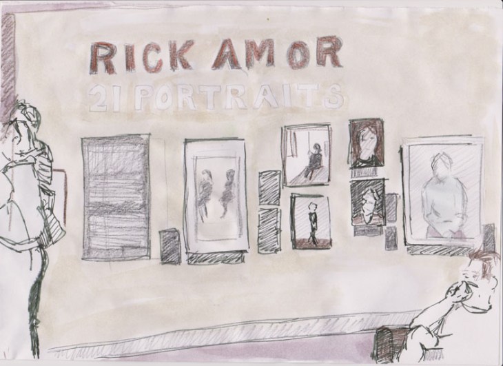 Rick Amor, Gallery 1, National Portrait Gallery, Canberra, 30 November 2014, pencil, ink and watercolour.