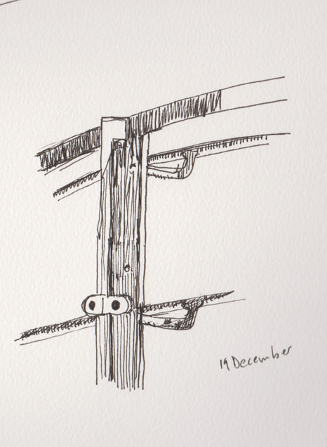 Those little tubes holding the hand rails in place, Copic multiliner,19 December 2014