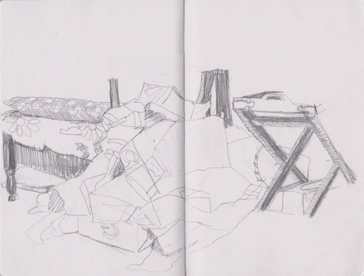 Christmas, the aftermath, pencil, 25 December 2014