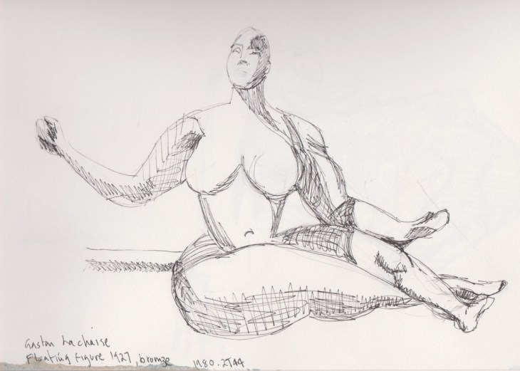 Floating Figure, Gaston Lachaise, bronze, 1927, National Gallery of Australia, 26 December 2014, Copic Multiliner