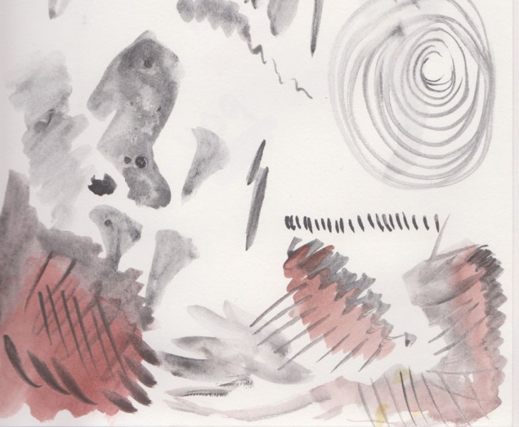 Watersoluble graphite over watercolour, 30 December 2014