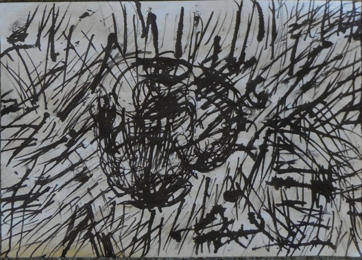 mug, ink with two feathers held together, 28 January 2015