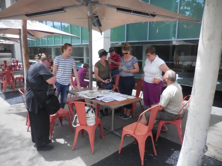 Some of the group comparing their sketches, 8 February 2015