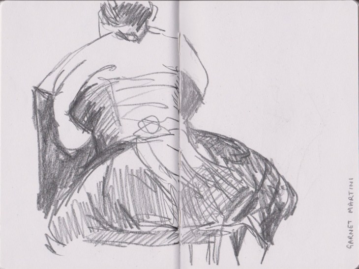 Ms Garnet Martini, channeling fin de siecle Paris, graphite, 12 March 2015