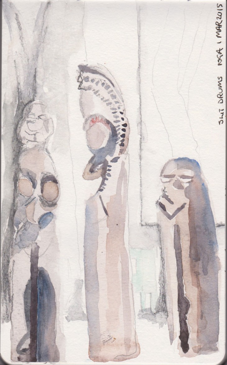 Slit drums for Vanuatu, in the Sculpture Garden, National Gallery of Australia