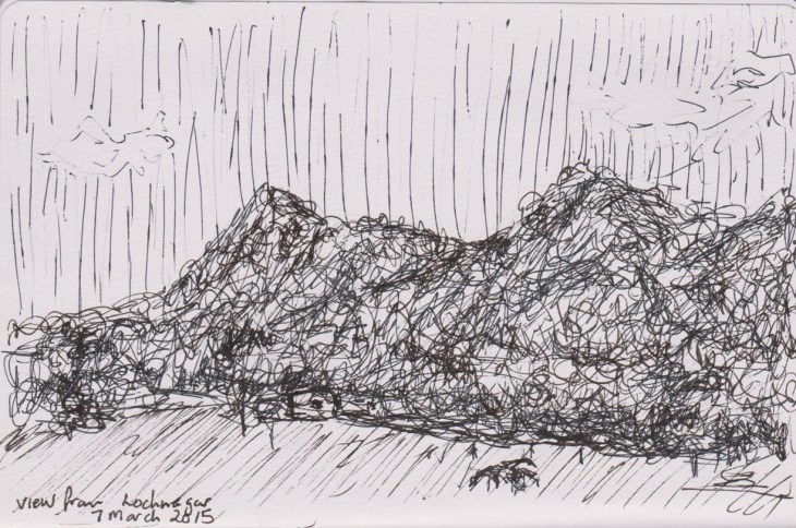 The view to the mountain, near Branxton, NSW, ball point pen, 7 March 2015point pen