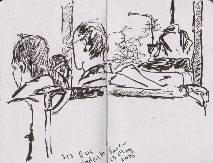 Every seat taken, pen and ink, 13 May 2013