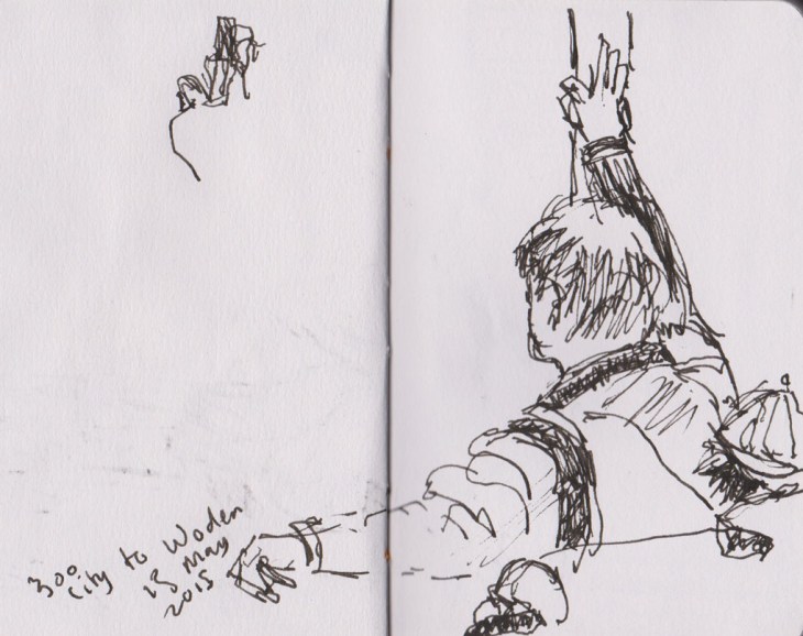 Relaxed Man, pen and ink, 13 May 2015