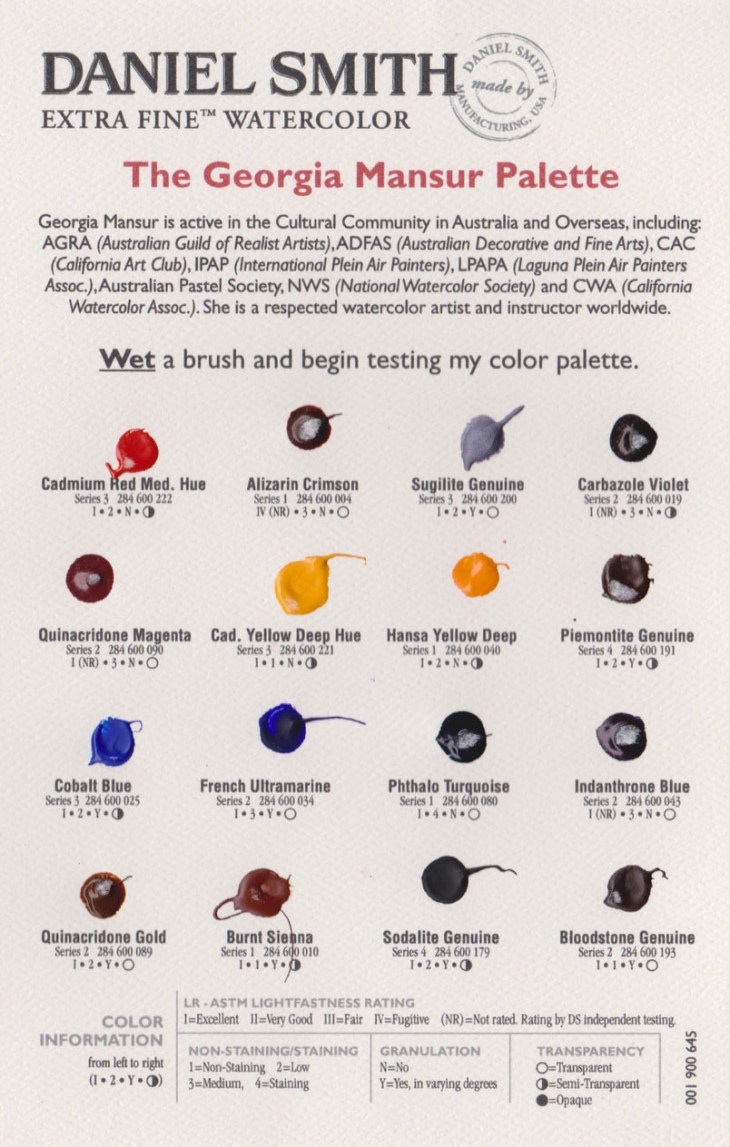 The Georgia Mansur Palette, from Daniel Smith