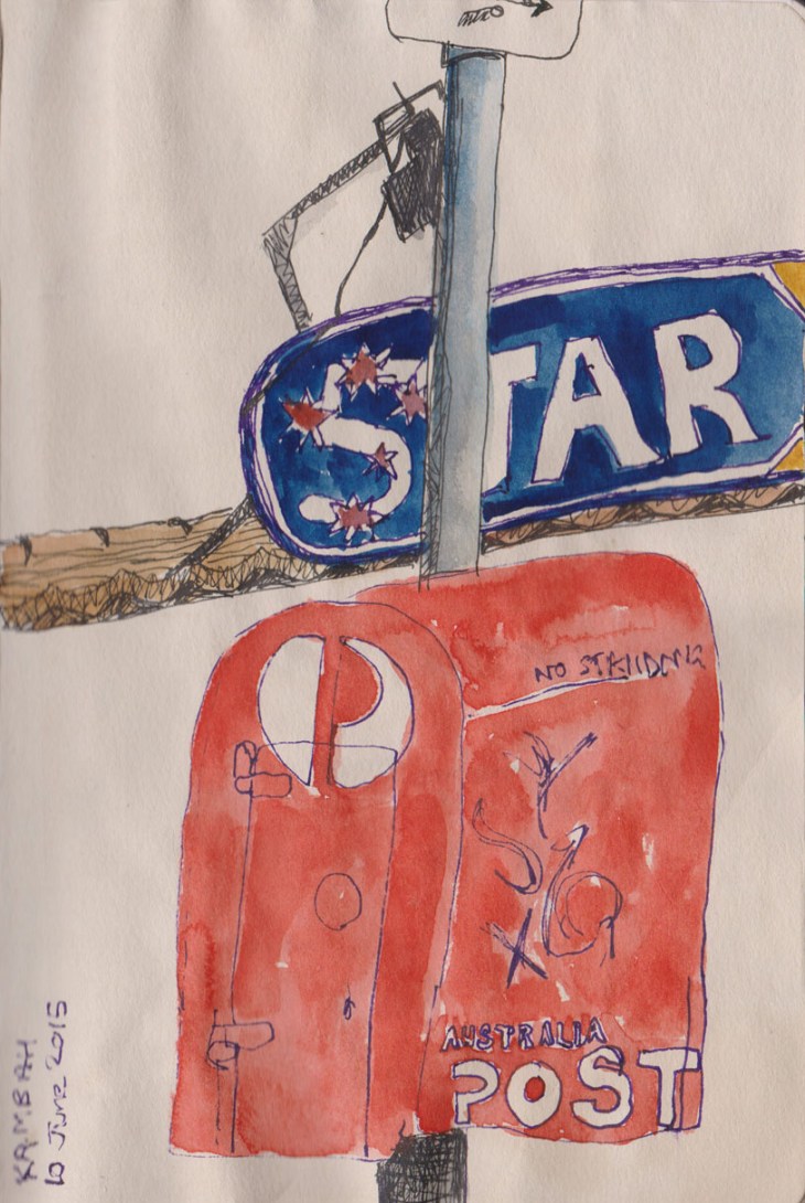 Cafe Wednesday with extra shot!, pen and ink and watercolour, 10 June 2015