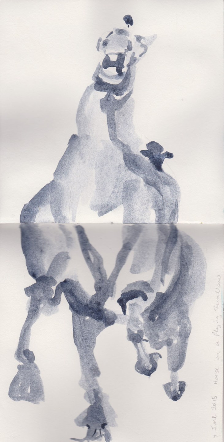 Galloping Horse on a Flying Swallow, watercolour, 7 June 2015