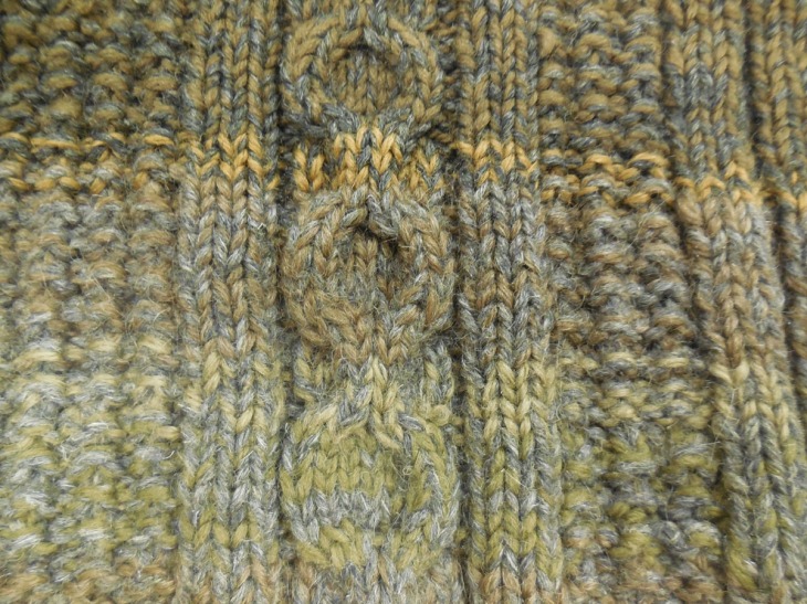 Cable and Broken Rib stitch from the front of the jumper.