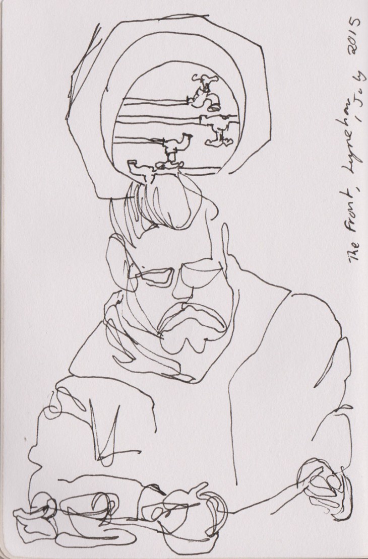 reading Man, pen and ink, 1 July 2015