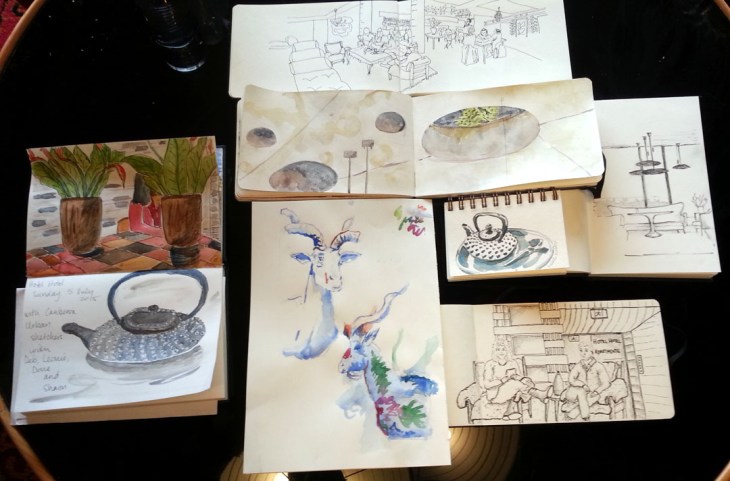 Some of the mornings output, Canberra Sketchers Group, 5 July 2015
