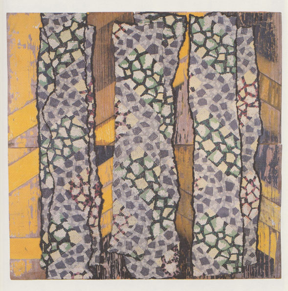Poplars 19, 1996-97, Rosalie Gascoigne, 60 x 62 cm, linoleum on wood with retro-reflective strip, collection of Tarra Warra Museum of Art