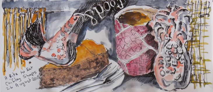 A Bite to Eat, watercolour, pen and ink and graphite, 26 August 2015