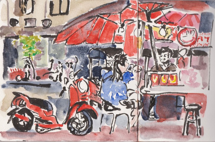 The roast chestnut stall, Chinatown, Yaowarat St, Bangkok, 30 July 2015