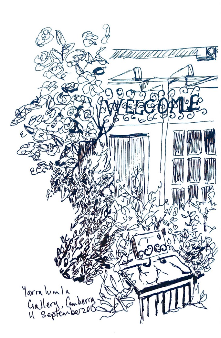 Yarralumla Gallery, pen and ink on a Leuchtturm Whitelines Notebook, 11 September 2015