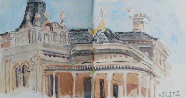 The first floor of 437 High St, Maitland, watercolour, 12 October 2015