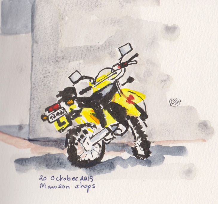 Motorcycle, brushpen and watercolour, 20 October 2015