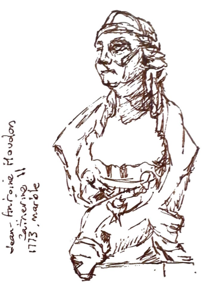 Catherine II (the Great), by Jean-Antoine Houdon, 1773 marble, pen and ink