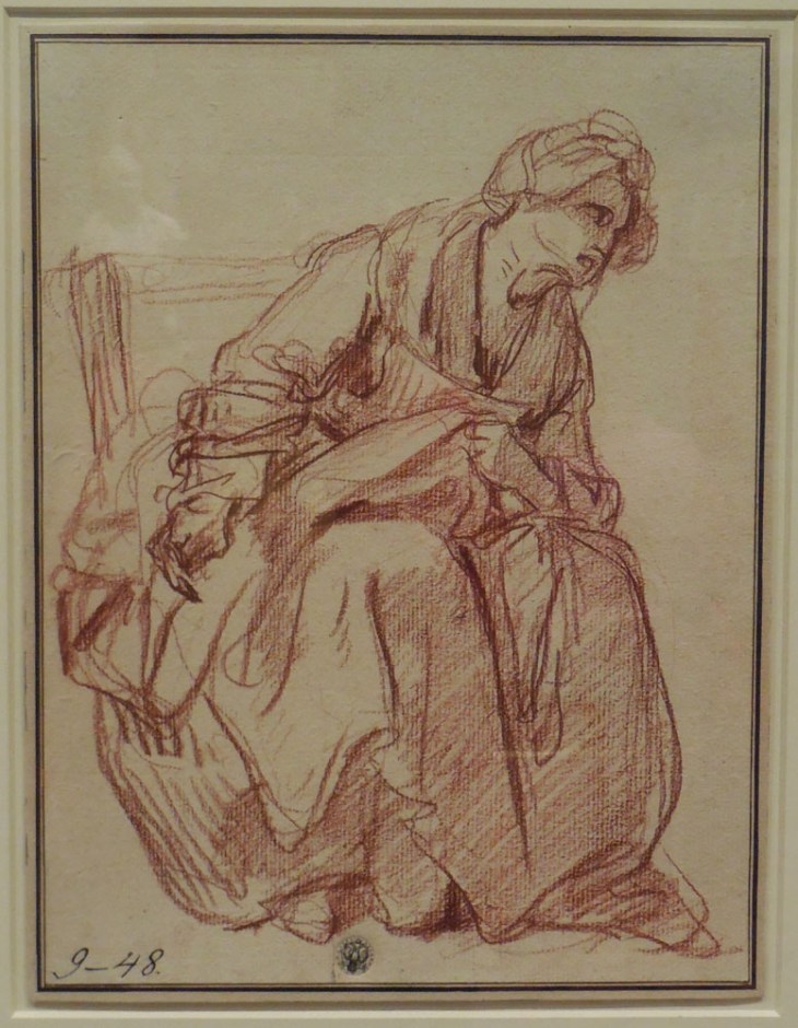 Jean-Baptiste Greuze, 1760's, Study of a seated woman (the paralytic's wife), red chalk State hermitage Museum, St Petersburg