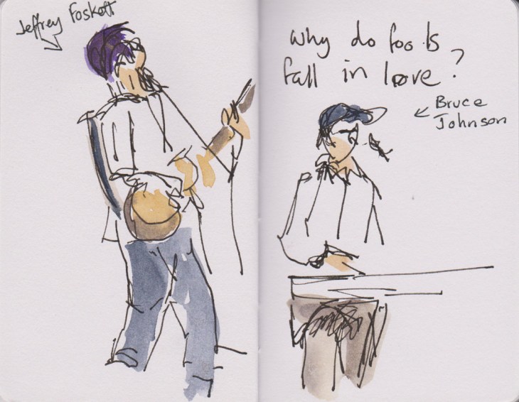 Beach Boys concert, pen and ink and added watercolour, 13 November 2015