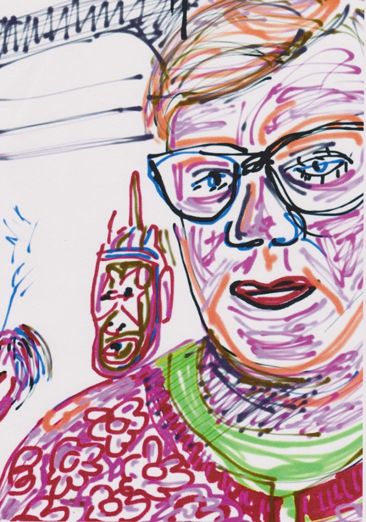 Self-portrait with masks, I-pad