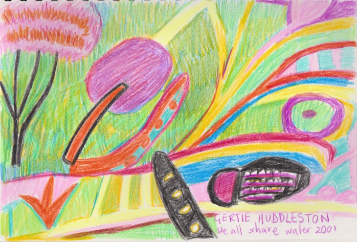 Sketch after Gertie Huddlestone, We all share water, 2001, coloured pencil